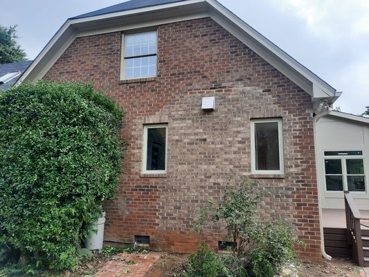Brick Staining - This project consists of staining white brick to match existing brick color and variations. Brick Staining - This project consists of staining white brick to match existing brick color and variations.