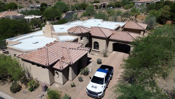 Scottsdale Full Tile + Underlayment Replacement - Full roof replacement on a 3,000 square foot home in Scottsdale Mountain Summit. We installed Tri-Built Sand Surface Self-Adhering Underlayment and Eagle Capistrano “Grand Canyon” field tile for a durable, high-end finish. Project included new skylights and a complete upgrade to standard weight concrete tile, ensuring long-lasting protection and style.