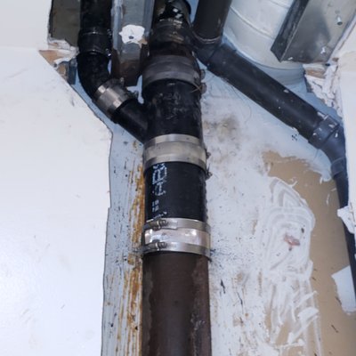Repaired broken drain. - Found broken pipes and fittings. Replaced with new couplings, pipe,and fittings. Repaired broken drain. - Found broken pipes and fittings. Replaced with new couplings, pipe,and fittings.
