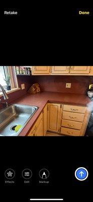 Deep clean - The kitchen was counter cluttered and full of food debris Deep clean - The kitchen was counter cluttered and full of food debris