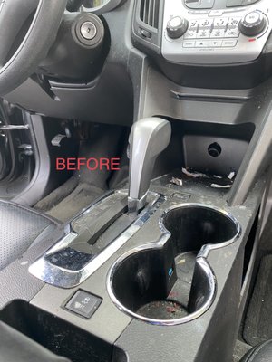 Chevy Equinox Full Detail - This Chevy Equinox was in need of a full detail. Vehicle was driven by a busy mom who just didn’t have the time to clean her car. She reached out to us and we had her car detailed inside and out in 5 hours. As you can see the center console had the normal crumbs and sticky residue from drinks and such. We were able to get that cleaned up no problem. We also found some crumbs left behind in the backseat on both the floor and the seats. The trunk and trunk floor cover both had some sand left behind which we were able to vacuum up and get it looking clean again. A full was was performed on the exterior and then protected with a ceramic spray coating which the customer added on to the service (for an extra fee). Chevy Equinox Full Detail - This Chevy Equinox was in need of a full detail. Vehicle was driven by a busy mom who just didn’t have the time to clean her car. She reached out to us and we had her car detailed inside and out in 5 hours. As you can see the center console had the normal crumbs and sticky residue from drinks and such. We were able to get that cleaned up no problem. We also found some crumbs left behind in the backseat on both the floor and the seats. The trunk and trunk floor cover both had some sand left behind which we were able to vacuum up and get it looking clean again. A full was was performed on the exterior and then protected with a ceramic spray coating which the customer added on to the service (for an extra fee).