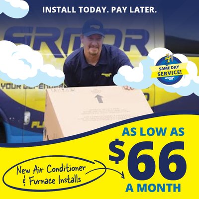 HVAC System Install - Get at new furnace and air conditioner for as low as $66 per month. Install today, pay later