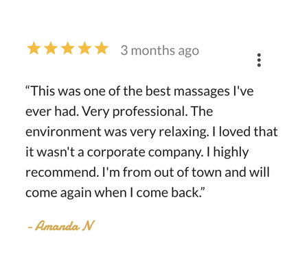 New to Yelp, Not to 5-Star Reviews! - Cloud Nine Massage is a great place to get pain relief and a relaxing experience. We specialize in Deep Tissue, Swedish, & Injury Massage.
$40 for 30 min.
$75 for 1 hour
$110 for 90 min.
$145 for 2 hours New to Yelp, Not to 5-Star Reviews! - Cloud Nine Massage is a great place to get pain relief and a relaxing experience. We specialize in Deep Tissue, Swedish, & Injury Massage.
$40 for 30 min.
$75 for 1 hour
$110 for 90 min.
$145 for 2 hours
