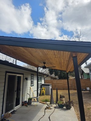 Custom patio and cover - Demolished and removed an old structure. Demolished and removed part of the slab (add-on that was breaking). Repoured the slab to client specifications (thicker, connected to house slab, longer). Built a full-custom patio cover with modern styling and traditional wood touches. The result? BEAUTIFUL! And all-in for less than $25k. Custom patio and cover - Demolished and removed an old structure. Demolished and removed part of the slab (add-on that was breaking). Repoured the slab to client specifications (thicker, connected to house slab, longer). Built a full-custom patio cover with modern styling and traditional wood touches. The result? BEAUTIFUL! And all-in for less than $25k.