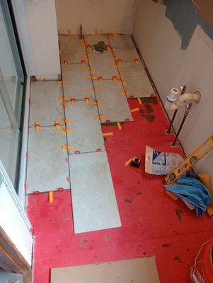 Bathroom remodel - This is a Dreamline shower kit and tile floor I did for a customer. Bathroom remodel - This is a Dreamline shower kit and tile floor I did for a customer.
