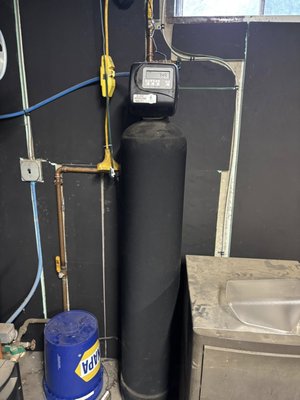 Water Softener Installation - Newly installed sediment filter and softener to do a hard water. Customer already had a pH filter, but was making the water very hard and had hard water stains all over water, fixtures, and dishes Water Softener Installation - Newly installed sediment filter and softener to do a hard water. Customer already had a pH filter, but was making the water very hard and had hard water stains all over water, fixtures, and dishes