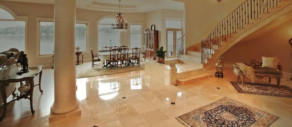 Marble Restoration - This was a marble restoration that took three days to complete the cleaning, honing, polishing. It was about 2100 sqft of marble. It's a twelve year old stone that had never been professionally serviced prior to this. The brilliance of the marble really came out with a very nice high gloss pop in the end. Amazing!