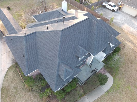 Certainteed Landmark Shingle in Moire Black. - We replaced the roof on this home in Magnolia, Tx. with the Certainteed Landmark Shingle in the Moire Black color. Certainteed Landmark Shingle in Moire Black. - We replaced the roof on this home in Magnolia, Tx. with the Certainteed Landmark Shingle in the Moire Black color.