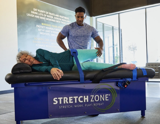 Increase Your Range of Motion with Practitioner Assisted Stretching - Stretch Zone is not in the business of making people more flexible. Well, not by the traditional definition of flexibility. We are in the business of reeducating the nerve-muscle reflex, which allows you to move easier.
Our goal isn’t to make you more “flexible” or “elastic,” it is to increase your active range of motion, so that you can move further without feeling a stretch. Stretch Zone works through the nervous system to achieve lasting flexibility gains. Increase Your Range of Motion with Practitioner Assisted Stretching - Stretch Zone is not in the business of making people more flexible. Well, not by the traditional definition of flexibility. We are in the business of reeducating the nerve-muscle reflex, which allows you to move easier.
Our goal isn’t to make you more “flexible” or “elastic,” it is to increase your active range of motion, so that you can move further without feeling a stretch. Stretch Zone works through the nervous system to achieve lasting flexibility gains.
