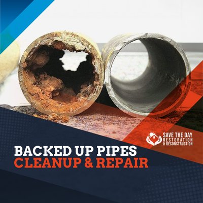Backed Up Pipes Cleanup & Repair - Clogged drains and blocked pipes may start as minor issues, but they can quickly escalate. Backed-up pipes cause slow water drainage, corrosion, flooding, and, in extreme cases, sewage backup and costly repairs. With Save The Day Restoration/s 24/7 emergency service, you can expect an immediate response time, day or night. Backed Up Pipes Cleanup & Repair - Clogged drains and blocked pipes may start as minor issues, but they can quickly escalate. Backed-up pipes cause slow water drainage, corrosion, flooding, and, in extreme cases, sewage backup and costly repairs. With Save The Day Restoration/s 24/7 emergency service, you can expect an immediate response time, day or night.