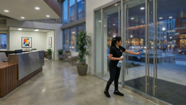 Commercial Janitorial & Office Maintenance Showcase - Explore our portfolio to see how we maintain pristine environments for businesses in the St. Louis area. Our team is fully uniformed, trained in safety protocols, and equipped with professional-grade tools to keep your workspace spotless.

This project highlights our comprehensive scope of work:

- Restroom Sanitation: Our staff utilizes specific protocols for restrooms, including deep cleaning of stalls and partitions, refilling dispensers, and using "Wet Floor" safety signage to protect your staff and visitors.

- Floor & Carpet Care: We utilize commercial backpack vacuums for ergonomic and efficient cleaning in private offices, conference rooms, and high-traffic carpeted areas, ensuring dust and debris are thoroughly removed.

- Lobbies & First Impressions: We ensure your entryway makes the right impact by keeping lobby glass streak-free and hard floors freshly mopped, set against the backdrop of the city.

- Common Areas & Breakrooms: From wiping down counters to keeping kitchen areas tidy, we ensure employee hubs are hygienic and welcoming.

Quality Assurance: We prioritize accountability. Our supervisors utilize digital checklists on tablets to verify that every task—from vacuuming to trash removal—is completed to spec before we leave the site.

Ready to upgrade your facility's cleanliness? Contact us for a customized quote today.
