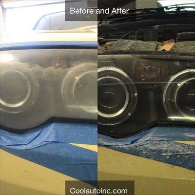 Headlight Restoration - Not only do we restore your headlights, but after we are done, we apply a Ceramic Coat to prevent it from returning to its foggy/yellowing color. We guarantee a full year of protection after the Ceramic Coating is applied. 
Headlight restoration doesn't just help your vehicle look better, but it also makes it so you can see better at night, which is important for your safety. A headlight restoration will clear up your lenses so that the lights are no longer being hindered by the yellow or foggy lenses.