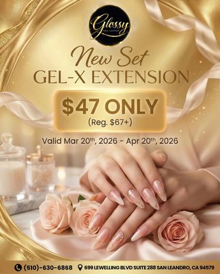 New set GEL - X EXTENSION: $47 Only (Reg. $67+)
Valid until April 20th, 2026 - Gel-X Extension is a modern nail enhancement technique using soft gel tips that are applied directly to your natural nails. Gel-X is lightweight, flexible, and designed to give a seamless, natural finish while maintaining nail health. New set GEL - X EXTENSION: $47 Only (Reg. $67+)
Valid until April 20th, 2026 - Gel-X Extension is a modern nail enhancement technique using soft gel tips that are applied directly to your natural nails. Gel-X is lightweight, flexible, and designed to give a seamless, natural finish while maintaining nail health.