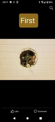shower - Bathroom needed repair due to old leaking pipe.