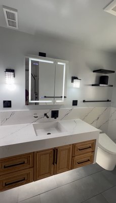 Newark - Guest bath with 6 jet shower system with smart touch screen technology to control the shower valve.