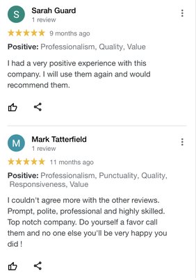 Reviews - Client reviews taken from Google.