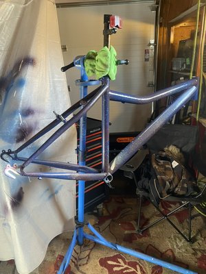 Paint job! - Freshly painted frame that I designed, and I was then going to install all new hardware onto it. Very fun project Paint job! - Freshly painted frame that I designed, and I was then going to install all new hardware onto it. Very fun project