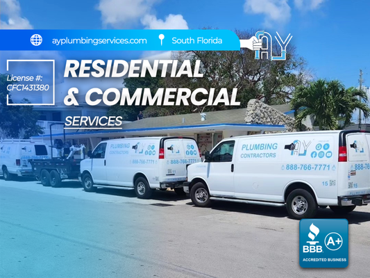Residential & Commercial Plumbing Services - Looking for reliable plumbing services for your home? Our expert team specializes in all types of residential plumbing, from fixing leaky faucets and clogged drains to installing water heaters and complete pipe replacements. With fast response times and quality workmanship, we’re here to keep your home running smoothly. Call us today for dependable plumbing you can trust!
The team at A-Y Plumbing Services is composed of licensed and insured plumbers with a diverse range of specialties. Our professionals are extensively trained and equipped with advanced tools and techniques to handle any plumbing issue—whether it’s a simple repair, a complex installation, or emergency troubleshooting.
Every member of our team is committed to ongoing learning and development, ensuring we stay at the forefront of the latest industry advancements. This dedication enables us to provide the highest quality service while also offering innovative solutions that enhance your plumbing system’s functionality and longevity. Residential & Commercial Plumbing Services - Looking for reliable plumbing services for your home? Our expert team specializes in all types of residential plumbing, from fixing leaky faucets and clogged drains to installing water heaters and complete pipe replacements. With fast response times and quality workmanship, we’re here to keep your home running smoothly. Call us today for dependable plumbing you can trust!
The team at A-Y Plumbing Services is composed of licensed and insured plumbers with a diverse range of specialties. Our professionals are extensively trained and equipped with advanced tools and techniques to handle any plumbing issue—whether it’s a simple repair, a complex installation, or emergency troubleshooting.
Every member of our team is committed to ongoing learning and development, ensuring we stay at the forefront of the latest industry advancements. This dedication enables us to provide the highest quality service while also offering innovative solutions that enhance your plumbing system’s functionality and longevity.