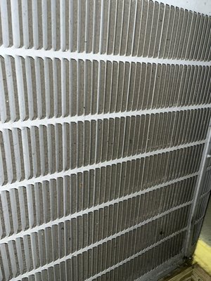 Just a before and after - Cleaning you’re outside condensing coil is a vital part of maintenance and should be done yearly. Just a before and after - Cleaning you’re outside condensing coil is a vital part of maintenance and should be done yearly.