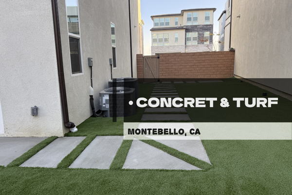 Modern Concrete & Turf Landscape Transformation - We had a great time completely transforming this outdoor space! We created a modern, clean look by installing beautiful concrete walkways with lush turf in between, forming a stylish diamond pattern. The front and back yards now feature gorgeous, evergreen artificial turf, perfect for year-round beauty without the maintenance.
To maximize usable space, we built a sturdy retaining wall that allowed us to add vibrant plants and greenery along the edges. The sides were finished with neat gravel paths, giving the property a tidy look and helping with drainage.
We're proud of this remodel! it’s clean, contemporary, and easy to care for.
Ready to transform your outdoor space too? Let’s connect! Modern Concrete & Turf Landscape Transformation - We had a great time completely transforming this outdoor space! We created a modern, clean look by installing beautiful concrete walkways with lush turf in between, forming a stylish diamond pattern. The front and back yards now feature gorgeous, evergreen artificial turf, perfect for year-round beauty without the maintenance.
To maximize usable space, we built a sturdy retaining wall that allowed us to add vibrant plants and greenery along the edges. The sides were finished with neat gravel paths, giving the property a tidy look and helping with drainage.
We're proud of this remodel! it’s clean, contemporary, and easy to care for.
Ready to transform your outdoor space too? Let’s connect!