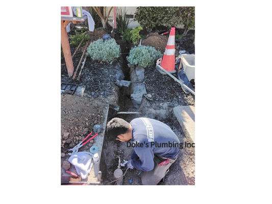 Water Main Replacement - The old galvanized water main had leaks and needed to be replaced. We dug the trench and ran a new copper water main. Water Main Replacement - The old galvanized water main had leaks and needed to be replaced. We dug the trench and ran a new copper water main.