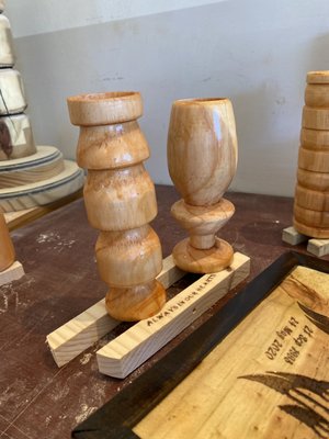 Wood lathe Tea-light candle holders - "These Tea-light candle holders are each uniquely designed on a wood lathe from pine wood, with a high gloss maple finish. They can be designed as a set of 2 to 4 pieces to satisfy your need. Wood lathe Tea-light candle holders - "These Tea-light candle holders are each uniquely designed on a wood lathe from pine wood, with a high gloss maple finish. They can be designed as a set of 2 to 4 pieces to satisfy your need.