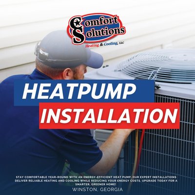 HEAT PUMP INSTALLATION - EFFICIENT HEATING & COOLING FOR YEAR-ROUND COMFORT - Looking for a versatile and energy-efficient solution for both heating and cooling your home? A heat pump might be the perfect answer. Comfort Solutions Heating & Cooling specializes in professional heat pump installation services for homeowners in Winston, GA, and the surrounding areas.
Heat pumps offer a cost-effective and environmentally friendly way to maintain comfortable temperatures in your home throughout the year.
- Various types of heat pump installations: Including air-source and potentially ductless mini-split systems.
- Expert System Design: We ensure the heat pump is properly sized and matched to your home's heating and cooling needs.
- Dual Heating and Cooling Benefits: See how a single system can provide efficient comfort in both summer and winter.
- Energy Savings Potential: Learn about the significant energy savings that can be achieved with a modern heat pump.
Considering a heat pump for your home? Contact Comfort Solutions Heating & Cooling today for a free consultation. Our team can help you determine if a heat pump is the right choice for your comfort and energy goals. HEAT PUMP INSTALLATION - EFFICIENT HEATING & COOLING FOR YEAR-ROUND COMFORT - Looking for a versatile and energy-efficient solution for both heating and cooling your home? A heat pump might be the perfect answer. Comfort Solutions Heating & Cooling specializes in professional heat pump installation services for homeowners in Winston, GA, and the surrounding areas.
Heat pumps offer a cost-effective and environmentally friendly way to maintain comfortable temperatures in your home throughout the year.
- Various types of heat pump installations: Including air-source and potentially ductless mini-split systems.
- Expert System Design: We ensure the heat pump is properly sized and matched to your home's heating and cooling needs.
- Dual Heating and Cooling Benefits: See how a single system can provide efficient comfort in both summer and winter.
- Energy Savings Potential: Learn about the significant energy savings that can be achieved with a modern heat pump.
Considering a heat pump for your home? Contact Comfort Solutions Heating & Cooling today for a free consultation. Our team can help you determine if a heat pump is the right choice for your comfort and energy goals.