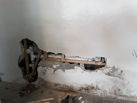 Stucco patch - For the Plumbing to be done stucco was broken. This is the stucco patch after the plumbing was done