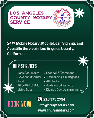 Divorce Notary - have been a mobile notary for several years, notarizing various documents throughout Los Angeles County. I am always prompt and can come to you. Please contact me for your notary needs. Divorce Notary - have been a mobile notary for several years, notarizing various documents throughout Los Angeles County. I am always prompt and can come to you. Please contact me for your notary needs.