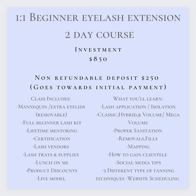 Beginners 2 Day eyelash extension course - Learn our techniques on how to create these lash looks Beginners 2 Day eyelash extension course - Learn our techniques on how to create these lash looks