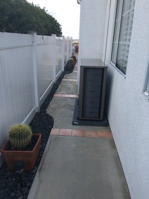 Oceanside remodel - Installation of Slim line condenser due to minimal walk space to backyard. Oceanside remodel - Installation of Slim line condenser due to minimal walk space to backyard.