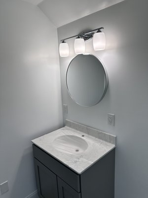 Recent Bathroom Remodel - A recent bathroom renovation, we added a vanity light and a bathroom fan, as well as dedicated GFI'S for the counter. Recent Bathroom Remodel - A recent bathroom renovation, we added a vanity light and a bathroom fan, as well as dedicated GFI'S for the counter.