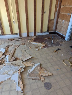 This is one of the many Construction projects with my husband. This was done 4/18/22 we demoed it together then I did the clean up. - This is the start to a kitchen floor in an old apartment building my husband is working on he owns a construction company when not busy with the cleaning company I am busy helping him. After he is done with projects I go in and clean up all of his sites This is one of the many Construction projects with my husband. This was done 4/18/22 we demoed it together then I did the clean up. - This is the start to a kitchen floor in an old apartment building my husband is working on he owns a construction company when not busy with the cleaning company I am busy helping him. After he is done with projects I go in and clean up all of his sites