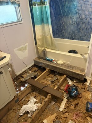 Bathroom modernization - Sub flooring water damaged, upgraded toilet, sink,faucet, tile etc… Bathroom modernization - Sub flooring water damaged, upgraded toilet, sink,faucet, tile etc…