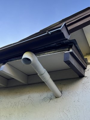 Gutter repair and cleaning - The customer wanted me to reinstall a gutter that had fallen on the side of the house. Once on the roof, I noticed there was a 2-3 inch layer of dirt and in most areas mud. This was weighing heaving on the gutters and perhaps was the cause of it falling off. I removed all the dirt and mud, reinstalled the gutter, and cleaned up before I left. Gutter repair and cleaning - The customer wanted me to reinstall a gutter that had fallen on the side of the house. Once on the roof, I noticed there was a 2-3 inch layer of dirt and in most areas mud. This was weighing heaving on the gutters and perhaps was the cause of it falling off. I removed all the dirt and mud, reinstalled the gutter, and cleaned up before I left.