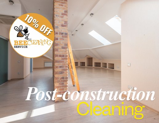 Post-Construction Cleaning - Our Post-Construction Cleaning service transforms your newly renovated or built space from a construction zone to a pristine, move-in ready environment. We remove dust, debris, and construction residues from all surfaces, including hard-to-reach areas. Our team tackles paint overspray, adhesive remnants, and ensures all fixtures and fittings are spotless. This specialized service saves you time and effort, allowing you to enjoy your new space immediately. Trust Bee Cleaning Service to provide the finishing touch to your construction project, creating a clean, safe, and welcoming environment