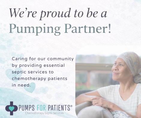 Pumps for Patients - Clear Flow Septic Pumping, Inc. is a proud partner with the Pumps for Patients organization. We are happy to support our community during their treatments. Pumps for Patients - Clear Flow Septic Pumping, Inc. is a proud partner with the Pumps for Patients organization. We are happy to support our community during their treatments.