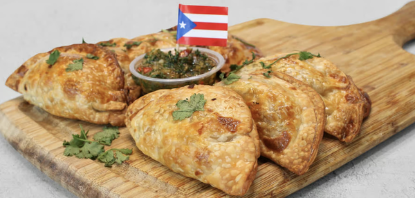 The famous empanada - Juicy seasoned beef with potatoes, chicken with bell peppers and potatoes, apples in house cinnamon sugar, spinach, mushrooms, mozzarella, or vegan with Puerto Rican seasoning. Choice of chimichurri or chipotle sauce. The famous empanada - Juicy seasoned beef with potatoes, chicken with bell peppers and potatoes, apples in house cinnamon sugar, spinach, mushrooms, mozzarella, or vegan with Puerto Rican seasoning. Choice of chimichurri or chipotle sauce.