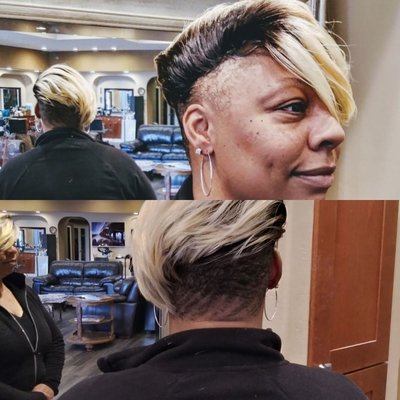 Silk Press & Custom Color - The first picture is a weave on a person with alopecia.