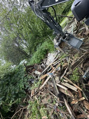 Lot clearing for shop 2025 - Brush removal and tear down of a dilapidated home, preparing for a concrete slab and shop in the future Lot clearing for shop 2025 - Brush removal and tear down of a dilapidated home, preparing for a concrete slab and shop in the future