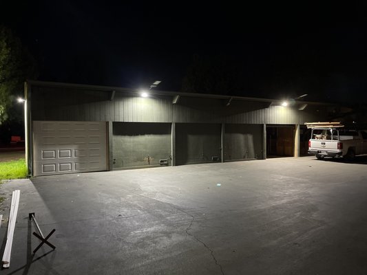 install LED security lights - installed 3 high efficiency led security lights along with a photo cell so the lights are only on at night
