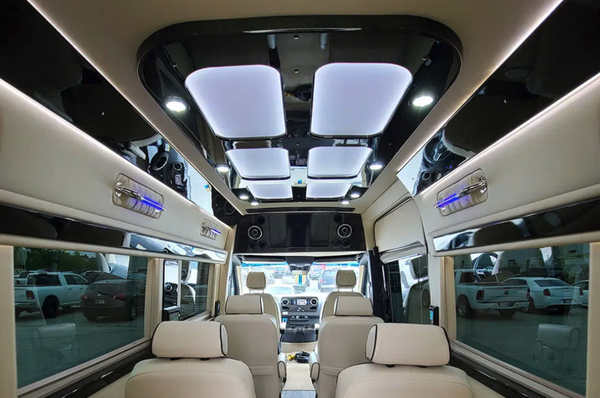 Ultimate Toys Sprinter - Our most versatile Mercedes-Benz Sprinter, the Ultimate Coach comes fully equipped with all the amenities and is designed with comfort, luxury, and style in mind. The beautifully handcrafted and custom interior will make you think you’re on a private jet. Ideal for busy executives with a demanding lifestyle, the Ultimate Coach is perfect for getting more done on the road, entertaining business clients, using for a night out, or enjoying family vacations. Available with or without a bathroom.
