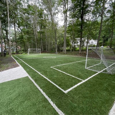 5,000 sqft mini soccer field about $65,000 in Woodbridge, CT - This customer wanted a customer for his kids and the soccer team he coaches.