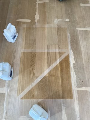 White Oak Refinishing - This project was about 1,000 sqft of refinishing. The white oak was sanded and finished in Bona's Natural Seal.