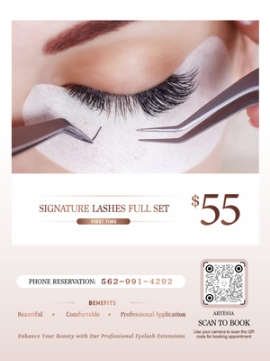 First time client- $55 for Signature full set!!! - We’re thrilled to introduce you to the world of flawless, long-lasting lash extensions. As a first-time client, enjoy a signature full lash set for just $55!!! Premium materials for lightweight, natural-looking lashes. Relaxing, clean, and professional environment. Long-lasting results that enhance your beauty effortlessly.
This special offer is available for a limited time! Book your appointment now to secure your spot. First time client- $55 for Signature full set!!! - We’re thrilled to introduce you to the world of flawless, long-lasting lash extensions. As a first-time client, enjoy a signature full lash set for just $55!!! Premium materials for lightweight, natural-looking lashes. Relaxing, clean, and professional environment. Long-lasting results that enhance your beauty effortlessly.
This special offer is available for a limited time! Book your appointment now to secure your spot.