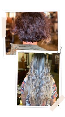 From short and dark to adding length and blonding - Walking in dark and with a short bob, Gen consulted for desired outcome, ordered hair for guest to return following week for install. Beautiful results. From short and dark to adding length and blonding - Walking in dark and with a short bob, Gen consulted for desired outcome, ordered hair for guest to return following week for install. Beautiful results.