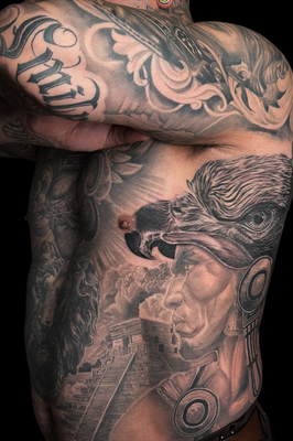 Large Tattoos - Large-scale tattooing is where Dzul Ink Lounge does some of its strongest work. This collection features full sleeves, chest and torso pieces, and other big projects built primarily in black and grey — from detailed portraits and realism to florals, religious and mythological imagery, and statement cover-ups.
Jacob and Alejandro Dzul approach every large tattoo as a custom project, designing the composition to flow with the body and hold up over time. These are pieces that take planning and multiple sessions, and the payoff is artwork that reads as cohesive and intentional from across the room and rewards a closer look up close.
Whether you're starting a sleeve, finishing a back piece, or transforming older work into something you're proud of, we'd love to talk through your idea. Browse the gallery below to get a feel for our style, then reach out to start a consultation.