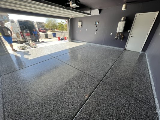 Our customer selected Domino Color for their Garage Floor. Very stunning color. - Domino Color. Customer was very pleased with the color Our customer selected Domino Color for their Garage Floor. Very stunning color. - Domino Color. Customer was very pleased with the color