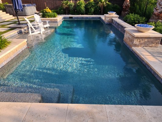 Replaster Pool - Quartzscape Super Blue Refections on this pool replaster. Replaster Pool - Quartzscape Super Blue Refections on this pool replaster.