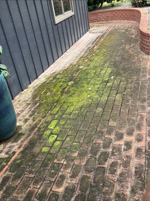Transforming this brick patio! Huge results!! - Contact American Pressure Washing to make sure your house shines this spring season!